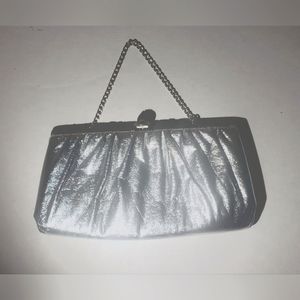 Vintage fancy silver formal shoulder clutch purse, luxury, fancy